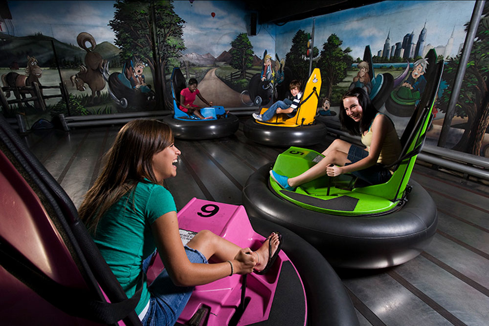 Guests On Bumper Cars Attraction